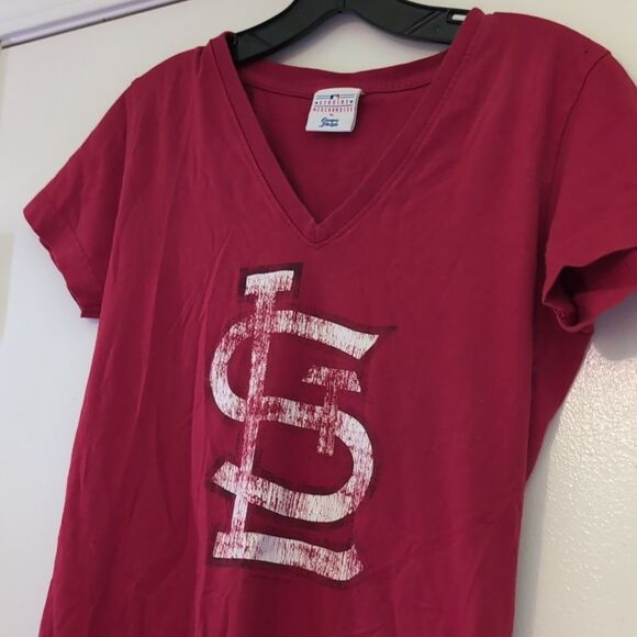 Red with White St Louis Short Sleeve‎ T-shirt Size L - Picture 2 of 9